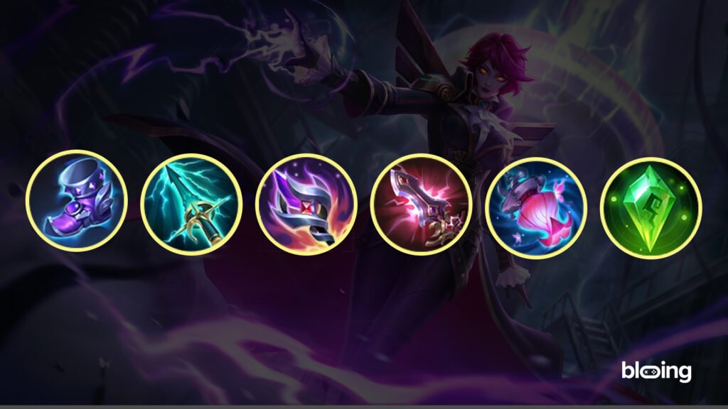 Best Eudora item build Mobile Legends: Arcane Boots, Sky Piercer, Glowing Wand, Divine Glaive, Wishing Lantern, Holy Crystal