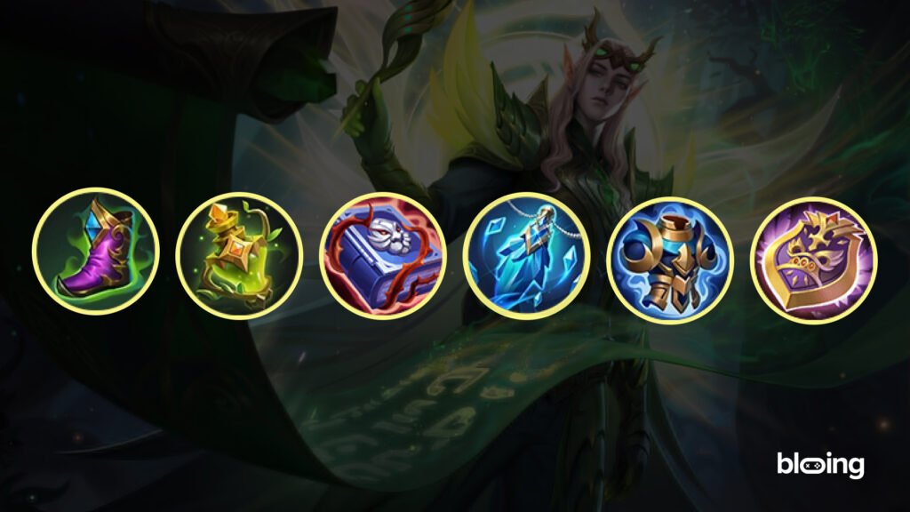Best Estes item build Mobile Legends: Tough Boots, Flask of the Oasis, Fleeting Time, Twilight Armor, Immortality, Enchanted Talisman