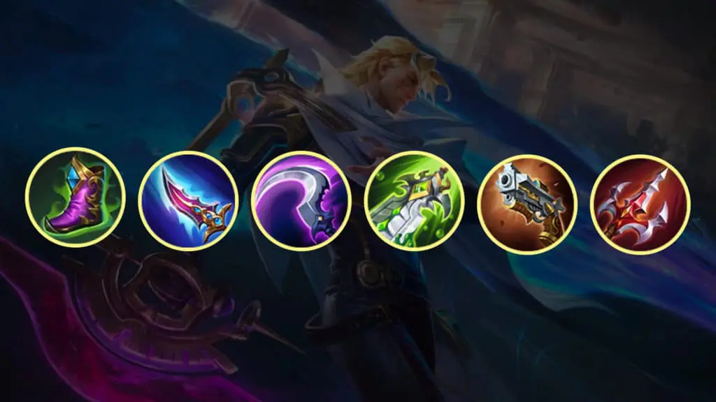 Best Nolan item build Mobile Legends: Tough Boots, Blade of the Heptaseas, Hunter Strike, Blade of Despair, Malefic Roar, Endless Battle