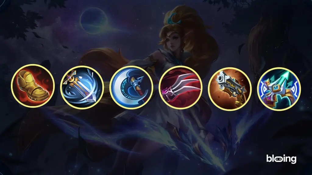 Best Miya Burst item build Mobile Legends: Swift Boots, Windtalker, Berserkers Fury, Haa's Claws, Malefic Roar, Wind of Nature
