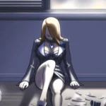 Mia Fey lies slumped by the wall of her law office after being hit with "The Thinker".