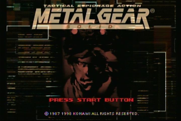 THE MAIN MENU OF THE PSX CLASSIC METAL GEAR SOLID FEATURING SNAKE TAKING OFF SOME THERMAL GOGGLES AMIDST A VARIETY OF ELECTRONIC MENUS AND DIGITIZED COMPUTER DATA THE BASIS FOR Metal Gear Solid The Board Game