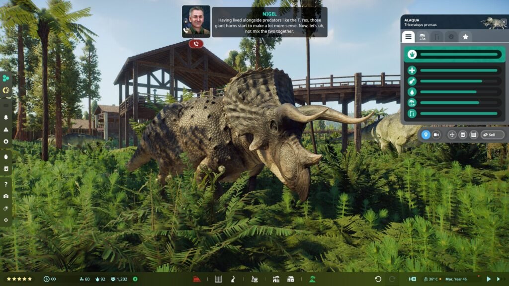 A player-built dinosaur habitat inside Prehistoric Kingdom.