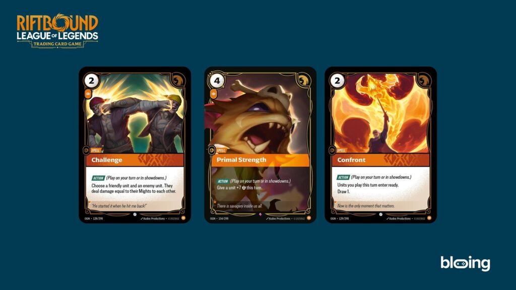 Challenge Primal Strength Confront combat trick spell cards Riftbound TCG