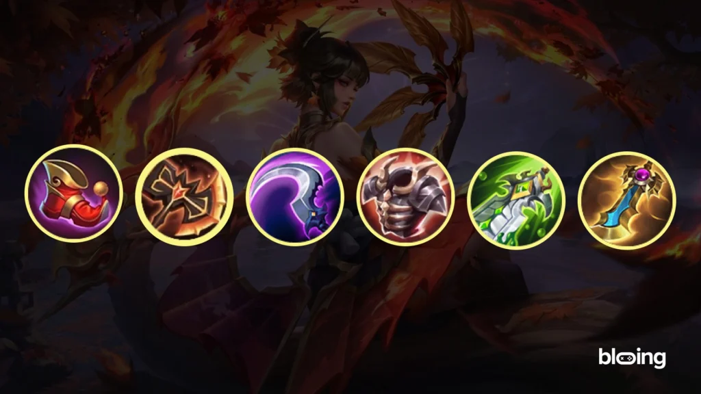 Best Hirara Jungle item build Mobile Legends: Magic Boots, War Axe, Hunter Strike, Brute Force Breastplate, Blade of Despair, Rose Gold Meteor