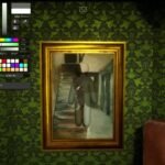 In-game screenshot of a player using the color picker to disguise their character as a framed painting in MECCHA CHAMELEON.