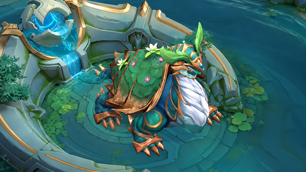 MLBB Healing Turtle pushing the enemy's strongest lane and healing nearby allied heroes