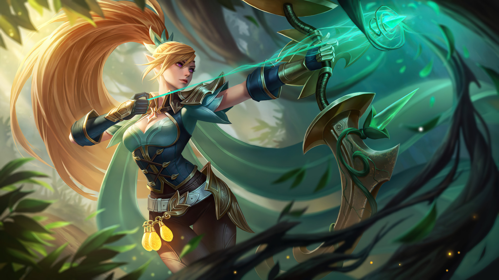 Miya Jungle Ranger skin in MLBB, tactical dark green stealth look