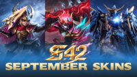 MLBB Season 42 skins poster featuring three new September skin releases