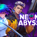 Neon Abyss 2 launch key art with sword and gun wielding agents against a neon purple Abyss backdrop