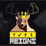Nerial studio shuts down, Reigns title art of a crowned stag with cross, sword, person, and dollar icons