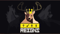 Nerial studio shuts down, Reigns title art of a crowned stag with cross, sword, person, and dollar icons